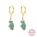 Boucles d'oreilles minimalistes en argent 925 doré avec des pierres naturelles vertes - Or - Aventurine