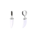 Silver horn earrings with black cubic zirconia and white resin charms in S925 silver - 24K / Silver White Horn (JQH0067-SS-2)