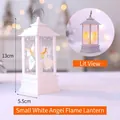 Weiße Weihnachts-Engelslaterne mit warmem LED-Licht, Größe 13 cm x 5,5 cm - Kleine Engel Flammenlampe / Weiß