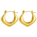 Polished 18K gold geometric heart-shaped stainless steel hoop earrings for women - Irregular Thickened Heart