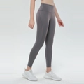 Dunkelgraue High Waist Yoga Leggings mit Mesh-Einsatz und Peach Lift Effekt - Grau / S