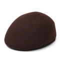 Berretto piatto da uomo marrone scuro con fodera in pile e protezione calda per orecchie - Caffè (Lana) / 59cm