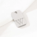 Rectangular stainless steel pendant featuring engraved letter W in polished silver finish - Letter W(KLJ9803-Z) / Silver