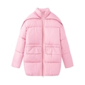 Pink floral puffer jacket for women with high collar and large utility pockets - S / Pink