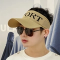 Women's knitted sports sun visor in khaki with SPORT embroidery and elastic band - Adult / Khaki
