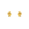 Minimalist matte gold spiral earrings with wavy metal ribbon design for women - Matte Gold Curled Stud Earrings