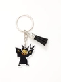 Detail of cartoon vampire girl acrylic keychain with black tassel and silver metal ring - Vampire Girl (20629)