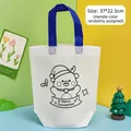 DIY Christmas reindeer coloring tote bag in white non-woven fabric with blue handles - Christmas Reindeer Blue