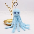 Close-up of light blue plush octopus keychain with metal ring on a white surface - 18cm / Light Blue