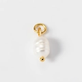 Single white freshwater pearl pendant with gold ring attachment for jewelry making - 7x18mm Gold Small