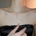 Collier élégant argenté en Y avec pendentif goutte d'eau en zircon sur le cou - Style Boule Pavée n°10 / Doré
