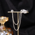 Vintage silver dragon brooch with rhinestone studs and elegant fringe tassels - Dragon Head (TL0078) / Silver