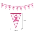 Striscione per festa con nastro rosa per la lotta al tumore al seno, bandierine 17x13 cm - Banner a Triangolo in Carta