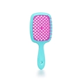 Vented detangling hair brush in light blue and vibrant pink for wet or dry hair - Blue Pink