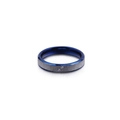 Brushed stainless steel two-tone ring with blue plating and double diamond inlays - US 6 / Blue (KR46939-K)
