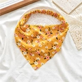 Elastic floral triangle headband in vibrant yellow with delicate pink and white flowers - Yellow Floral