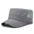 Dark grey flat top mesh sports hat with breathable fabric and SPORTS lettering - Light Gray