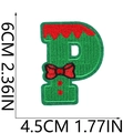 Detailed view of Christmas letter P embroidery patch with snowman design and dimensions - Christmas Letter-P