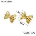 Golden 3D bow knot stud earrings in polished stainless steel 1.8cm x 2.8cm - HE47073DW0 Gold Layered Bowknot