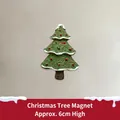 Green embossed Christmas tree fridge magnet with white snow decor, 6cm height - Christmas Tree