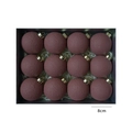 Set di 12 palline di Natale rosa antico testurizzate da 8cm con tappi dorati - Piccolo / Rosso Ruggine Chiaro Opaco