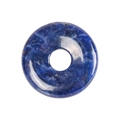 Natural blue and white agate donut pendant with smooth polished stone texture - Blue Sodalite