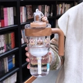 Brown Tritan straw cup featuring cartoon bear patterns and a Baking Party theme - D2553-Capybara 860mL