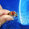 Retro punk demon eye adjustable open ring with red dragon eye and silver dragon scales - Adjustable Open / Type 2 Devil Eye Red Gemstone