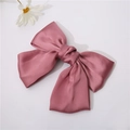 Close-up of elegant dusty pink satin bow hair clip with smooth silk-like texture - Dusty Pink