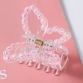 Close-up of butterfly hair claw with pink rhinestones and gold spring detail - 3# Pink Phantom Rhinestone Butterfly Claw
