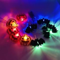 Halloween LED string lights featuring orange pumpkins and purple bats in a dark setting - Pumpkin+Bat-Multicolor