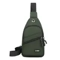 Minimalist dark green water-resistant oxford fabric chest bag with multi-layer pockets - Style 2 (7077) / Army Green