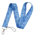 Blue evil eye lanyard for phone and keys with lobster clasp and woven ribbon finish - YZ645-6 (Lanyard)