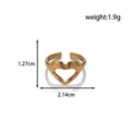 Gold stainless steel heart hand ring with dimensions and weight measurement details - MN429-Hand Gesture Heart
