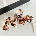 Pinza per capelli in acetato tartarugato con elegante design a onde per acconciature - 10.6cm / Caffè e Bianco