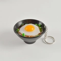 Miniatur japanische Ramen Schüssel Schlüsselanhänger mit realistischem Spiegelei - Einudeln - Mit Schlüsselanhänger
