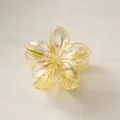 Iridescent yellow plumeria hair claw clip with holographic gradient finish for women - Yellow Electroplated [8cm Large]