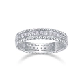 925 sterling silver moissanite ring with bubble edge and clear round zirconias - R13318+gra/black Card / US Size 7 / Circumference 54.3mm