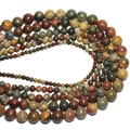 Polished Unakite natural stone round beads for DIY jewelry making in multiple sizes - Picasso (red Line Pine) / 4mm Approx 93pcs