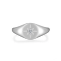 Anello minimalista in argento S925 con rilievo stella polare e pietra di zircone - US 6 / Argento