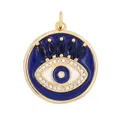 Goldener Evil Eye Anhänger mit blauer Emaille und weißen Zirkonia-Steinen auf Weiß - M917030-Blue Blauer Runder Anhänger Mit Bösem Blick