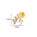 Gold F136 titanium labret stud with curved zircon fan-shaped top measuring 0.69x0.68cm - 7# Curved Crystal Design (Gold)