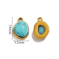 18K gold plated turquoise bean pendant in emerald green, 18x12mm stone charm jewelry - Turquoise