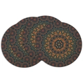 Set of 4 round linen placemats with orange and blue-black mandala floral prints - Orange Blue Mandala Radial Pattern (DCP1-11)