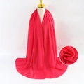 Vibrant red long pearl chiffon hijab wrap with elegant drape and fabric texture detail - Red