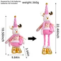 Pink and white Christmas reindeer plush dolls with retractable legs and gold boots - Pink Telescopic Reindeer / Pink White