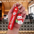Christmas snowman PVC keychain with red strap and gingerbread man charm gift accessory - Christmas Snowman-4