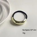 Modern gold geometric metal hair tie with black elastic band, size 4.8x1.3cm - Single Smooth Bar Gold