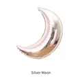 Silver moon shaped foil balloon for space themed birthday party decorations - Silver Moon