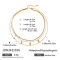 Three-layer gold stainless steel necklace featuring detailed dimensions and specifications - 3-Layer Layered Necklace (JDN2411016)